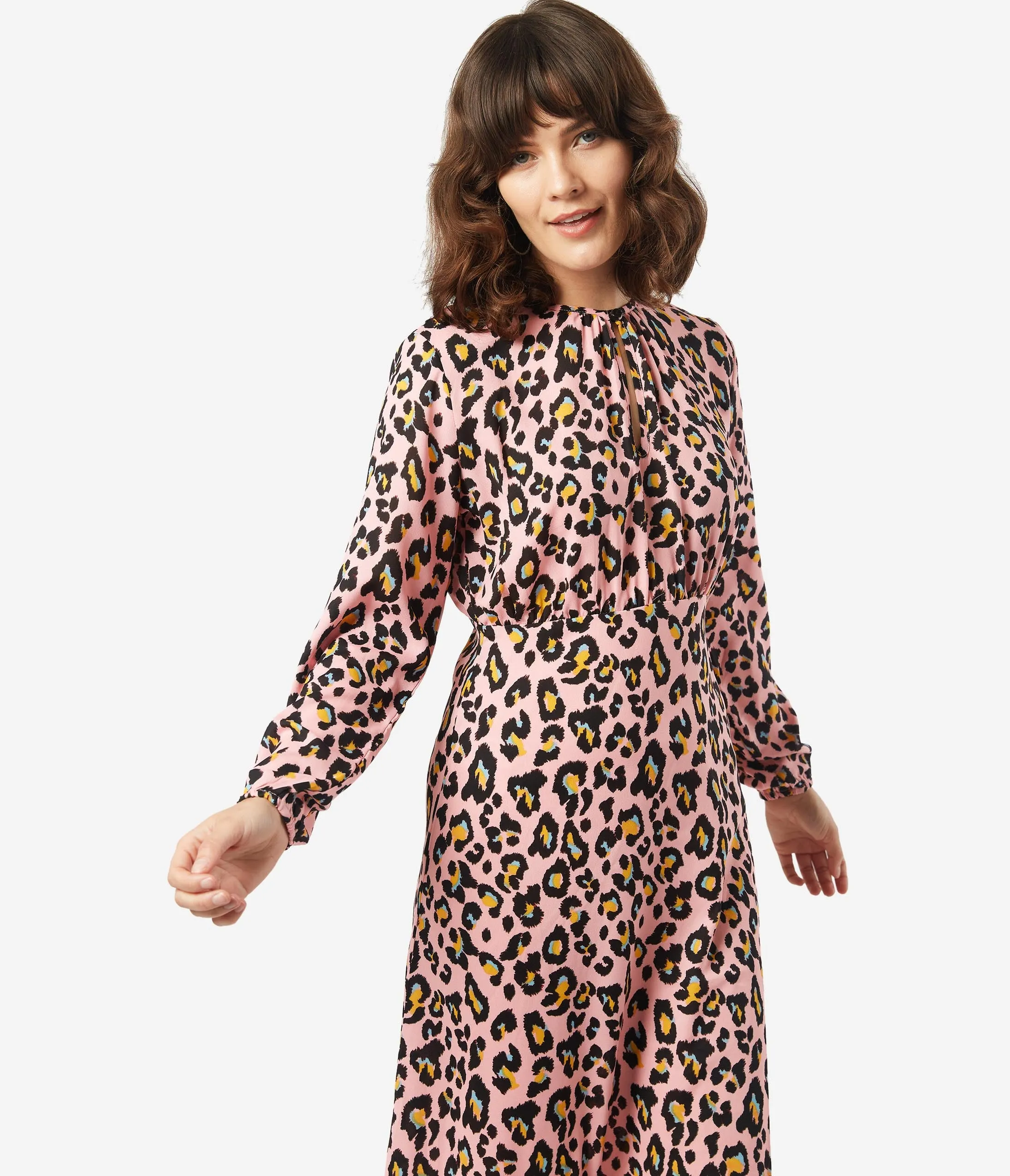 1970s Style Pink Jaguar Maxi Dress