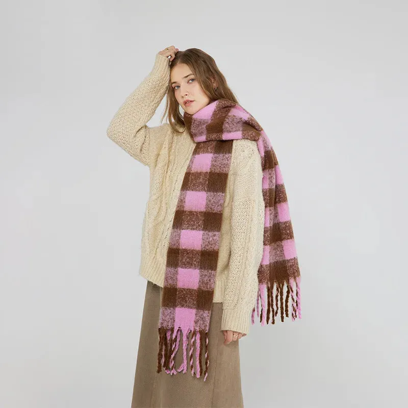 Cashmere Scarf Women Fall Winter Two Color Checkerboard Plaid Long Scarf