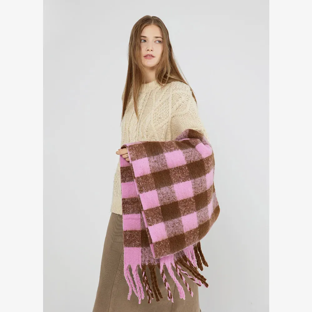 Cashmere Scarf Women Fall Winter Two Color Checkerboard Plaid Long Scarf