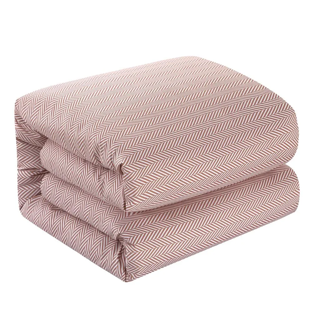 Chic Home Laurel Duvet Cover Set Graphic Herringbone Pattern Print Design Bed In A Bag Bedding - Sheets Pillowcase Pillow Sham Included - 5 Piece - Twin 68x90", Blush