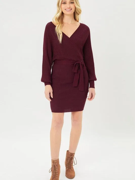 Confidence is Key Off The Shoulder Rib Knit Wrap Dress