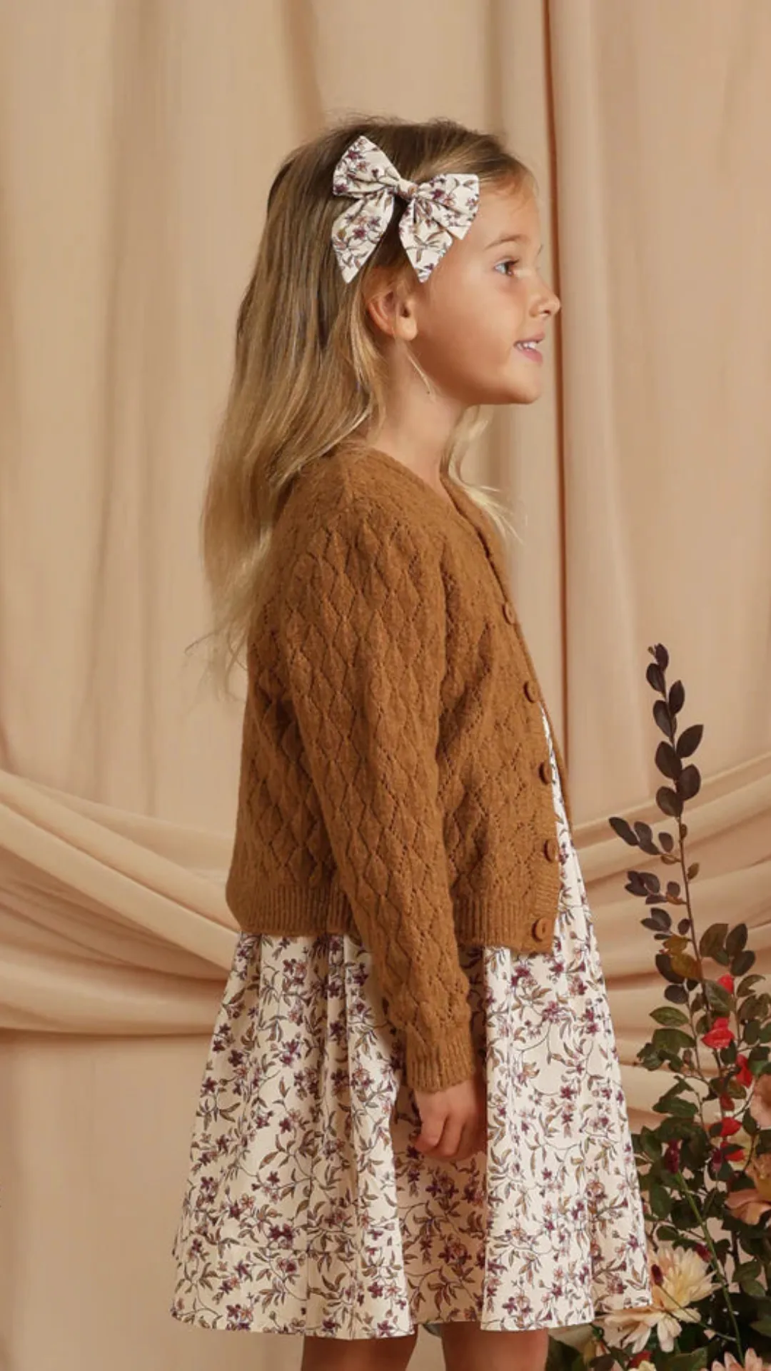 Cropped Pointelle Cardigan in Golden by Noralee