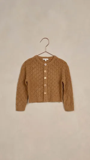 Cropped Pointelle Cardigan in Golden by Noralee