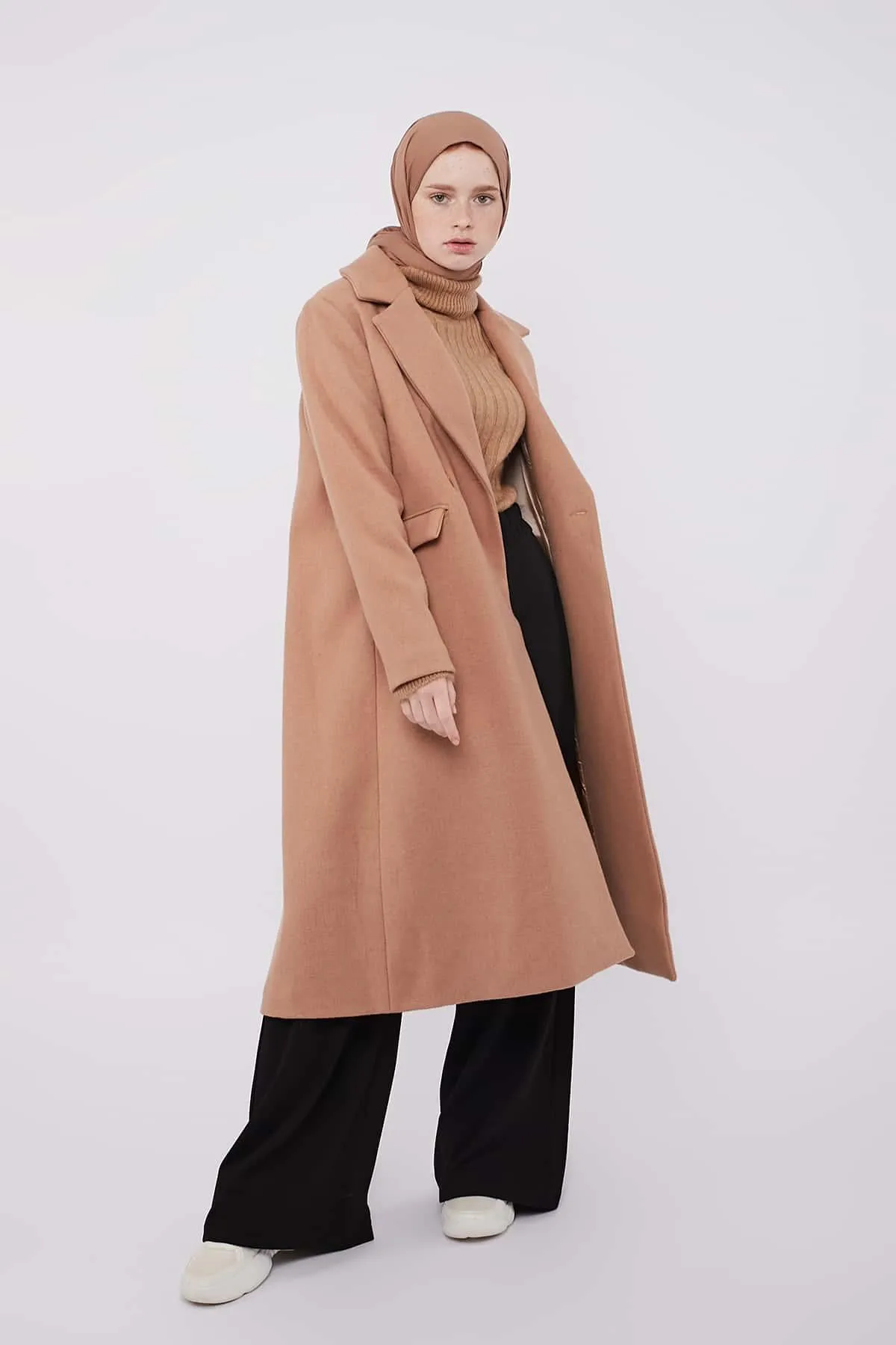 Double-Breasted Boyfriend Coat - French Beige