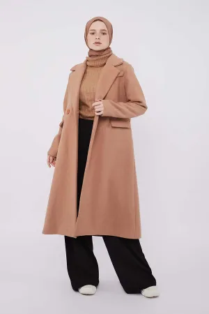 Double-Breasted Boyfriend Coat - French Beige