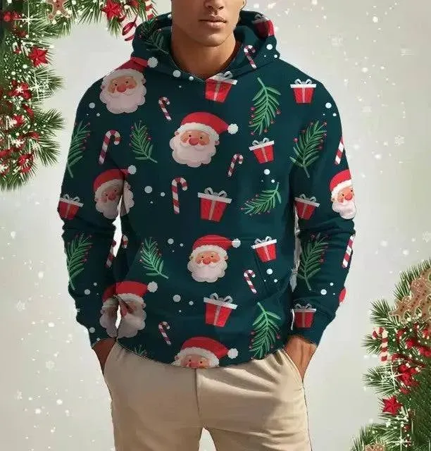 Festive 3D Printed Men's Christmas Hoodie