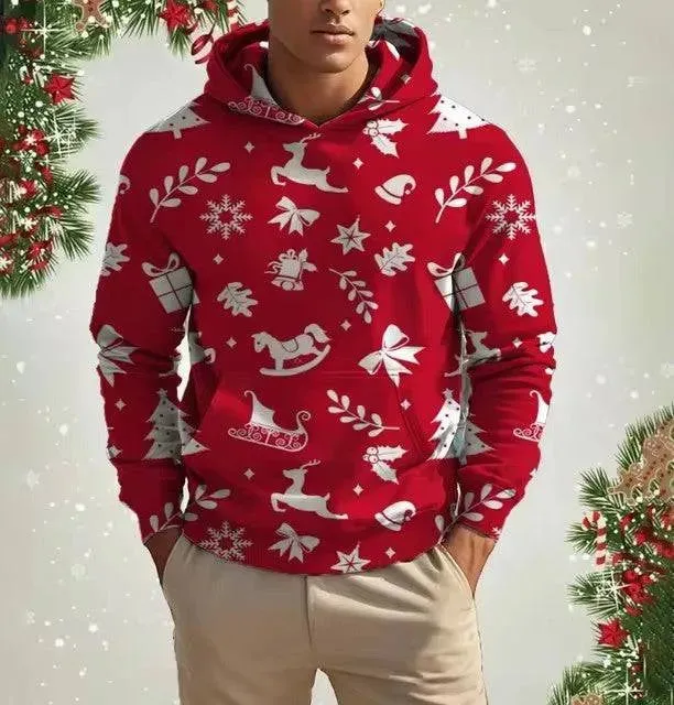 Festive 3D Printed Men's Christmas Hoodie