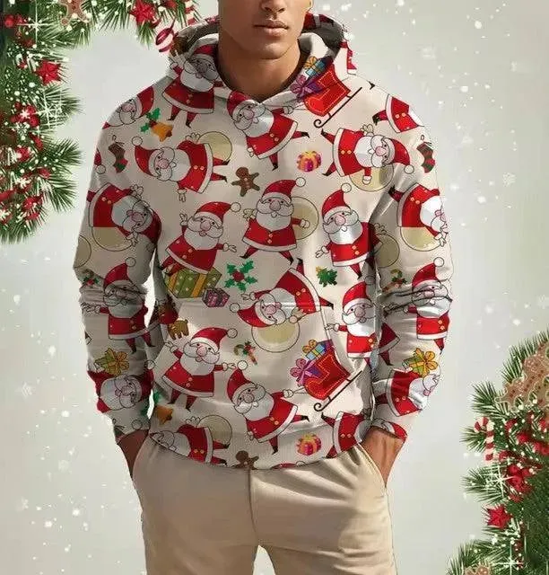 Festive 3D Printed Men's Christmas Hoodie