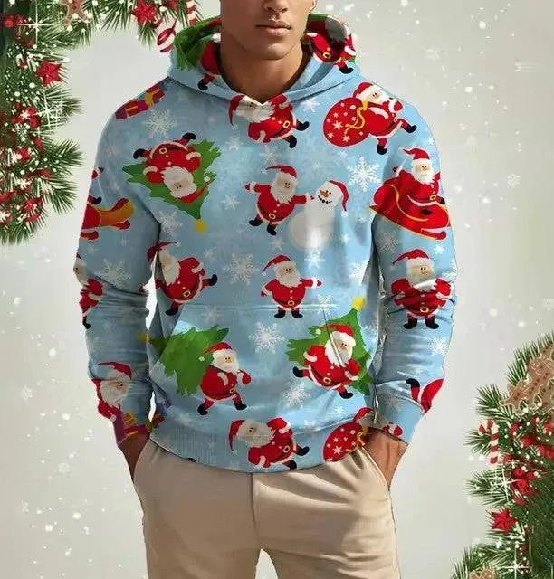 Festive 3D Printed Men's Christmas Hoodie