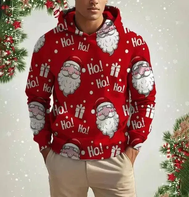 Festive 3D Printed Men's Christmas Hoodie