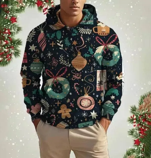 Festive 3D Printed Men's Christmas Hoodie