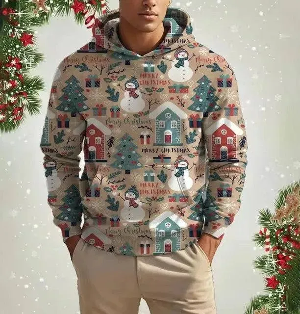 Festive 3D Printed Men's Christmas Hoodie