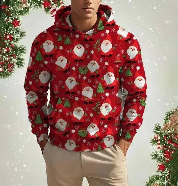 Festive 3D Printed Men's Christmas Hoodie