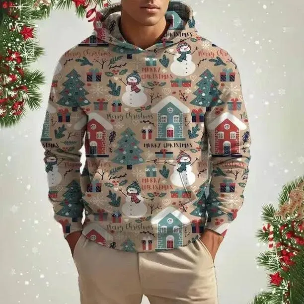 Festive 3D Printed Men's Christmas Hoodie