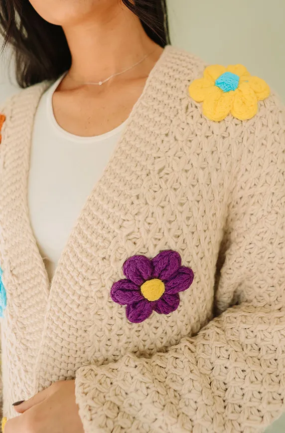 Floral Daisy Wish Oatmeal Cardigan - FINAL SALE - Final Few