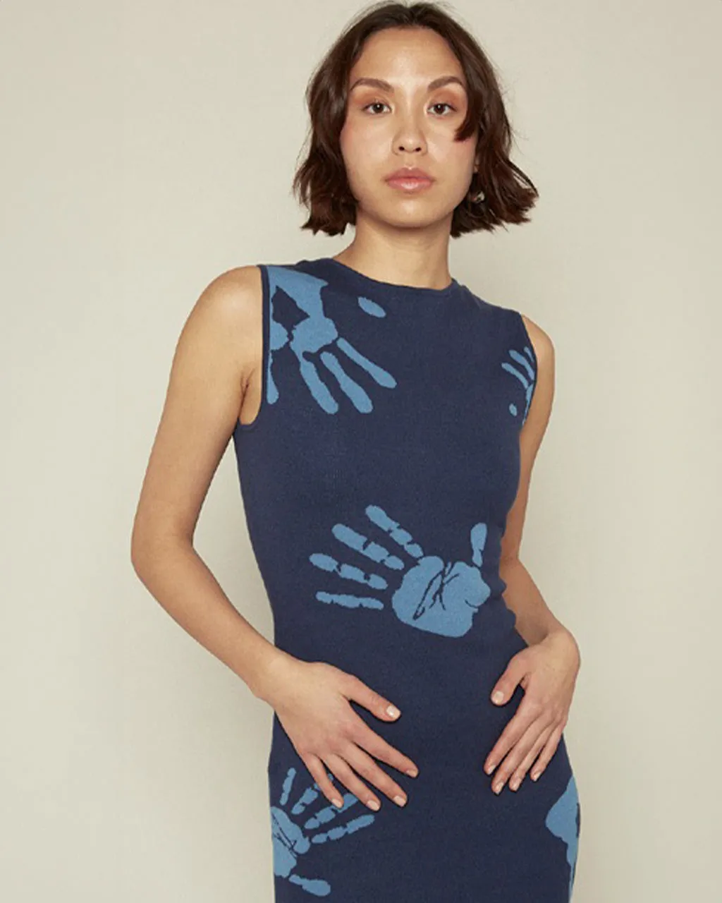 Handprint Intarsia Midi Dress