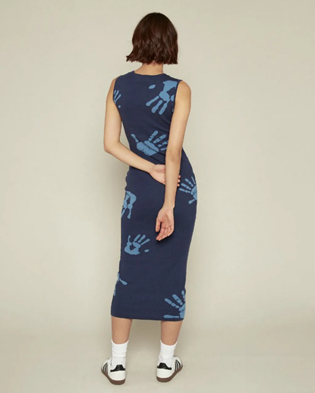 Handprint Intarsia Midi Dress