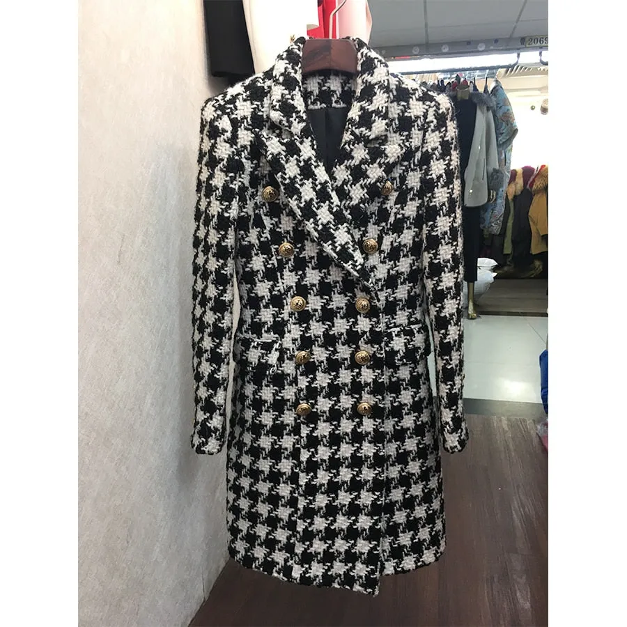 High-end Designer Double Breasted Button Long Wool Coat