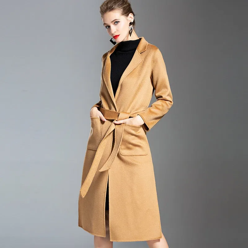 High-end European Cashmere/Wool Double Sided Long Winter Coat