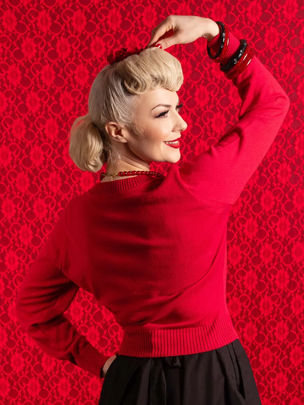 Jayne Red 1950s Cardigan