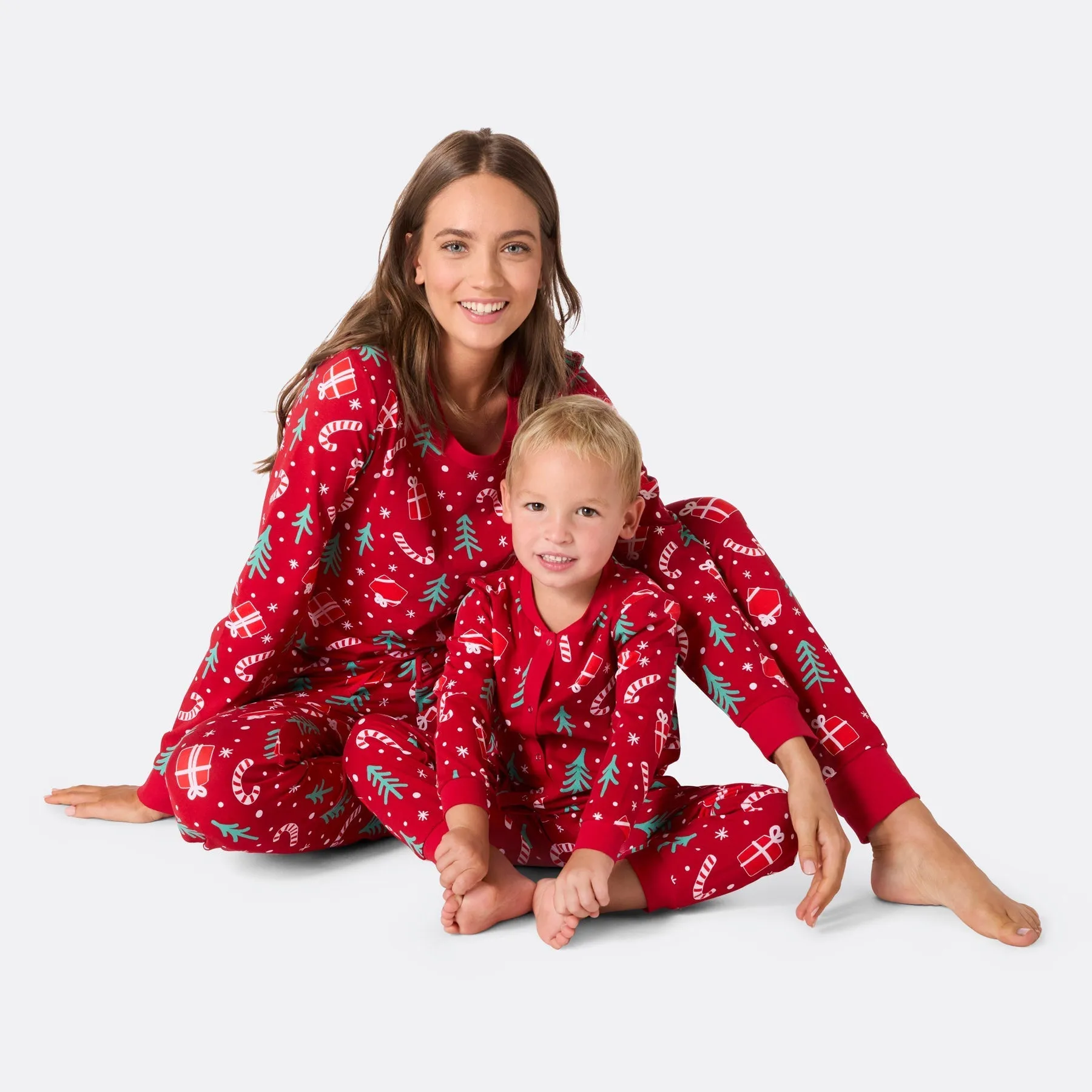 Kids' Red Christmas Pattern Overall Christmas Pyjamas