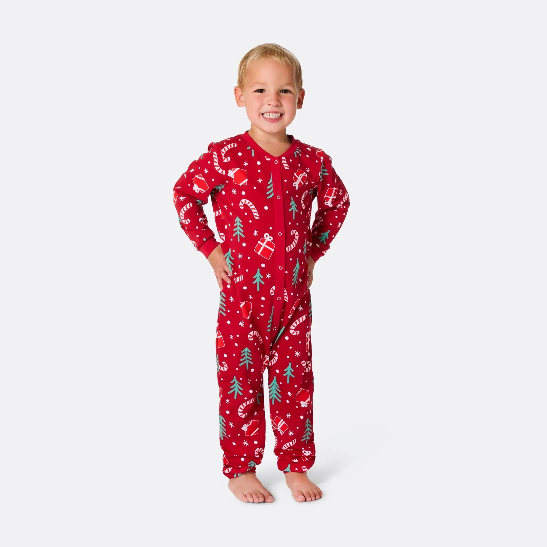 Kids' Red Christmas Pattern Overall Christmas Pyjamas