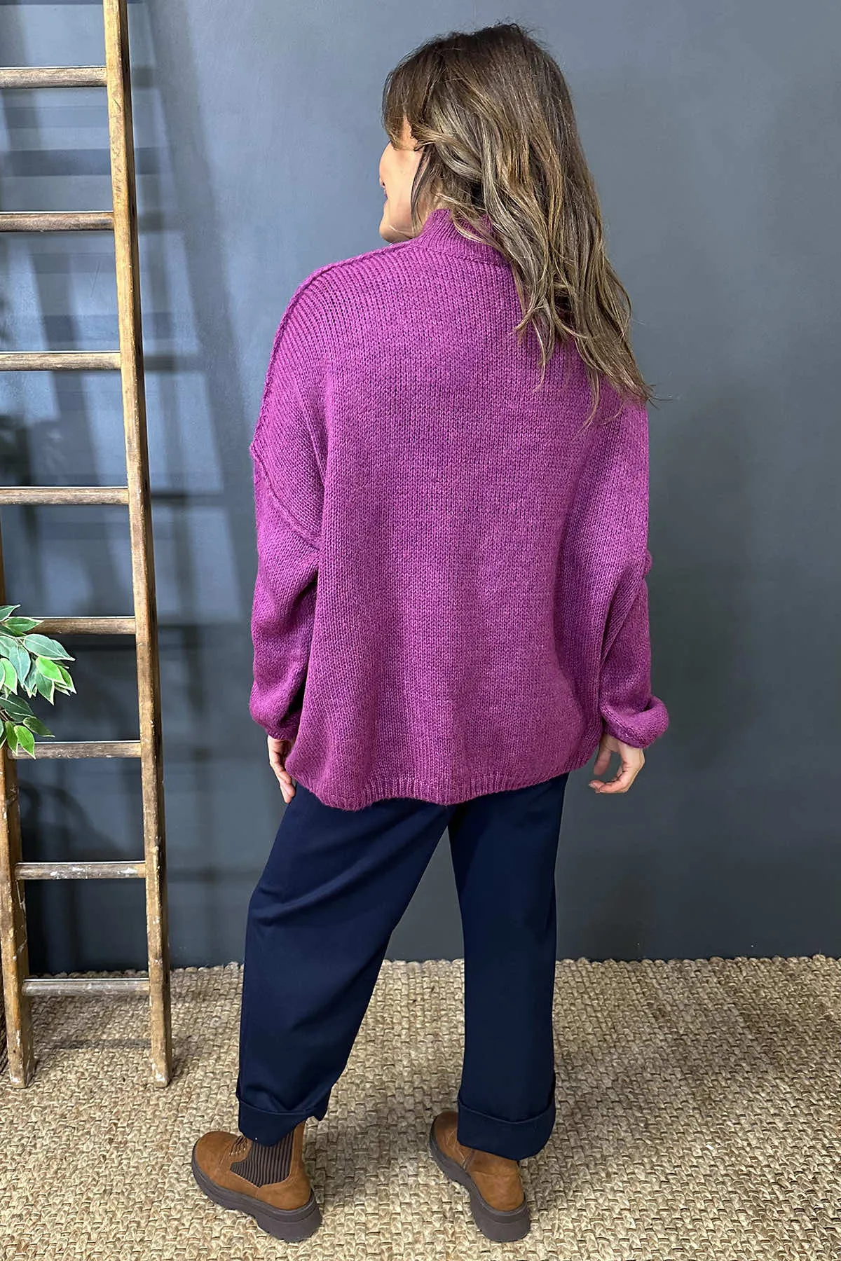 Lainey Pocket Knitted Jumper Berry