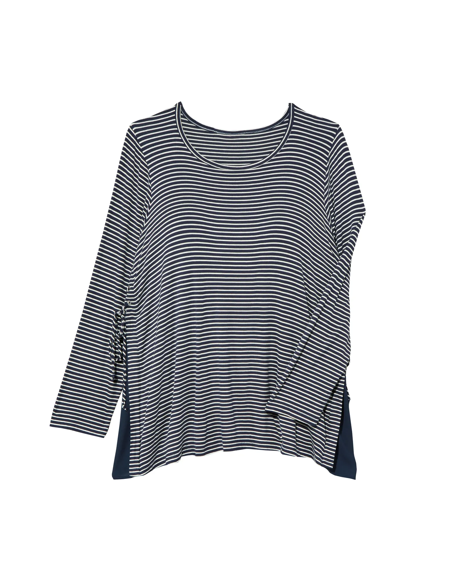 Liz Long Sleeve Lace Up Top | Navy / White