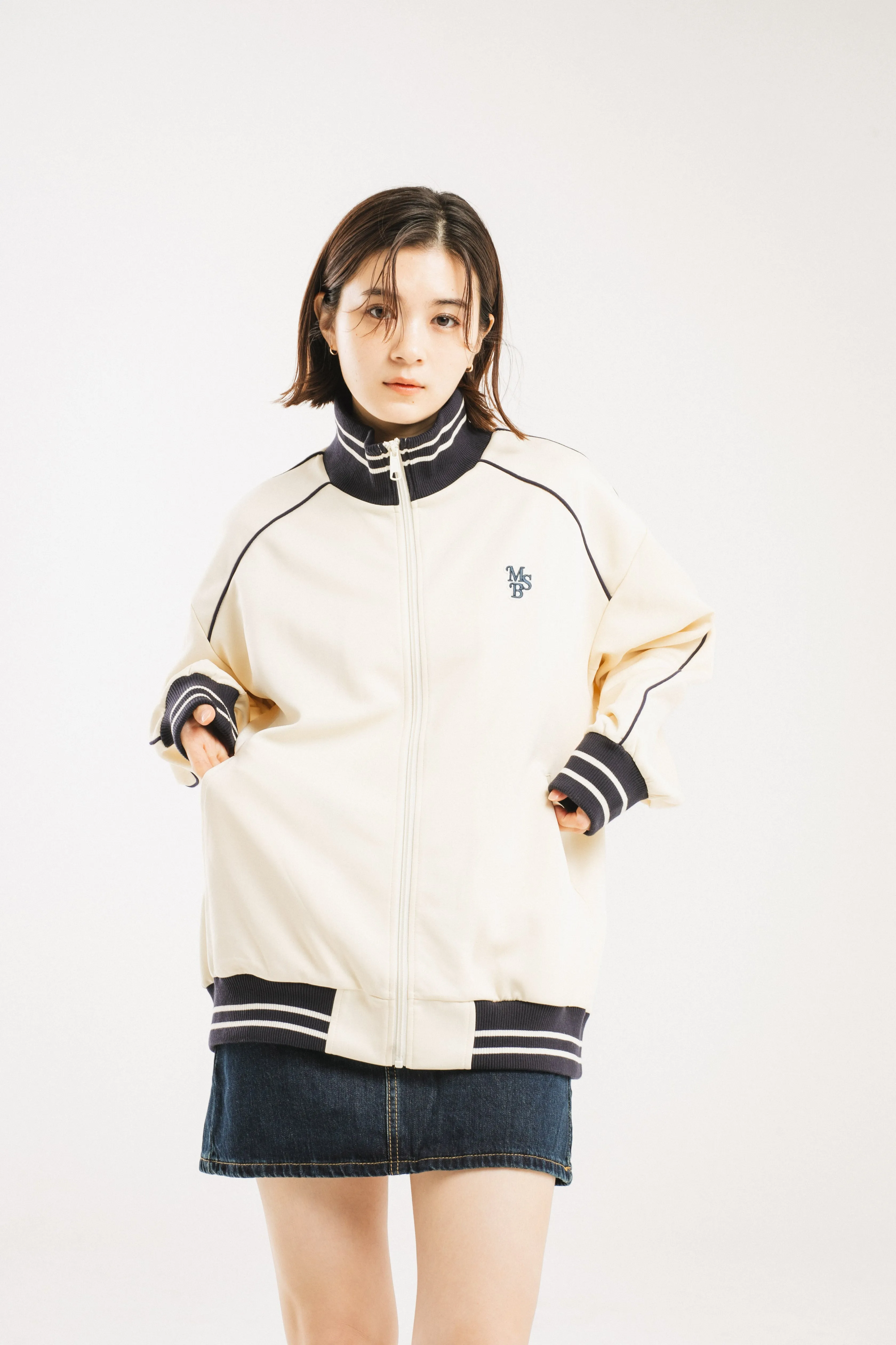 logo patch line track jacket