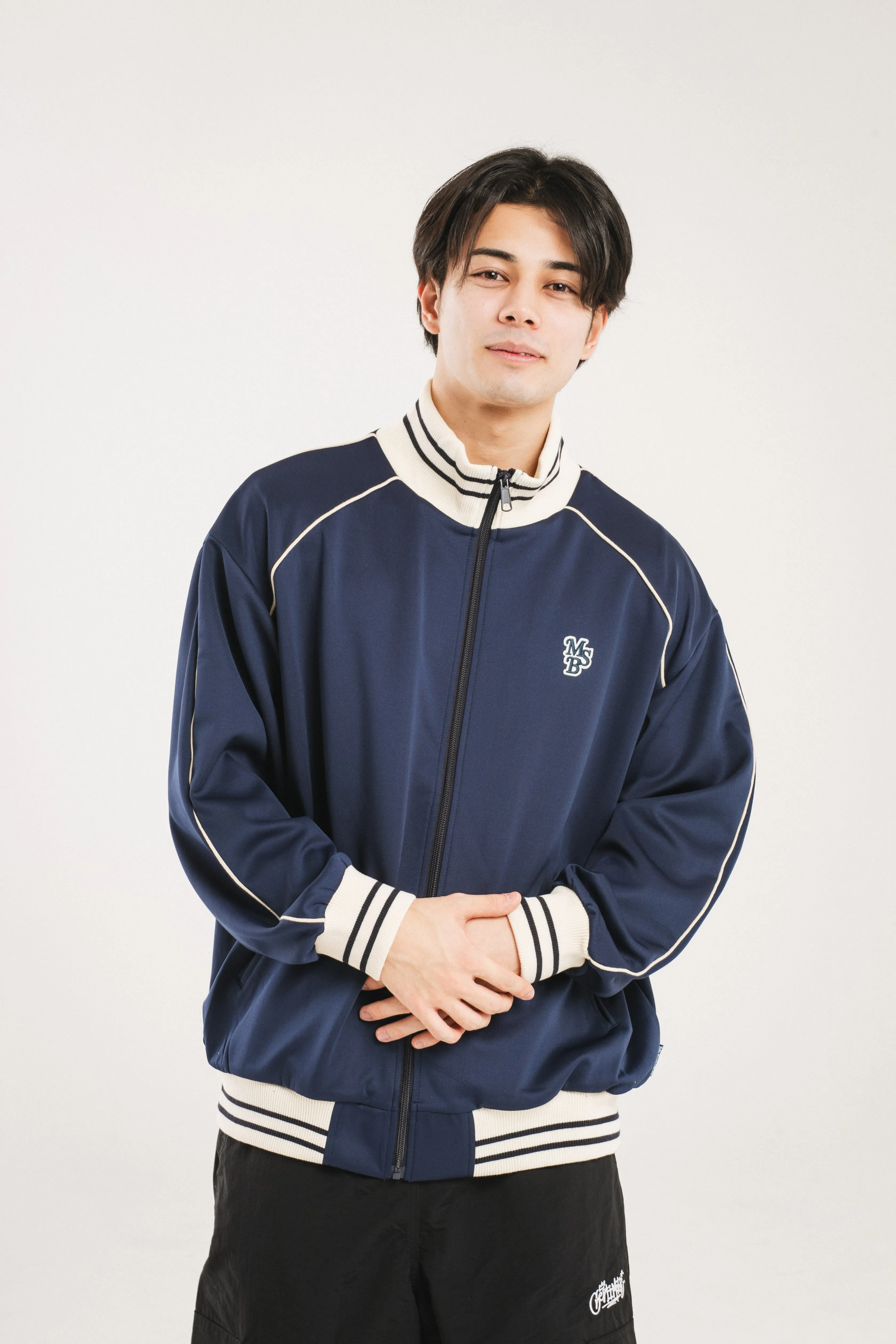 logo patch line track jacket