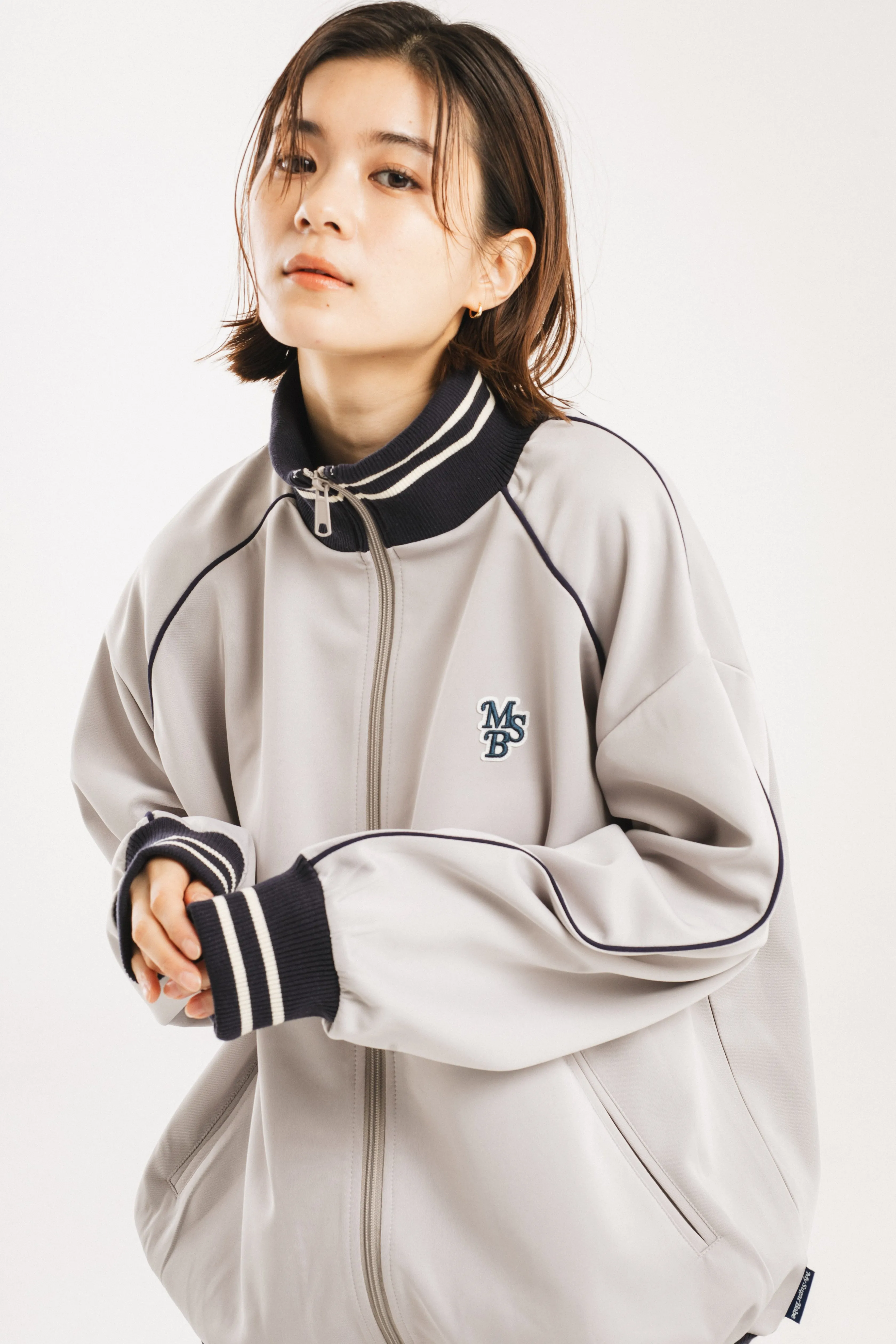 logo patch line track jacket