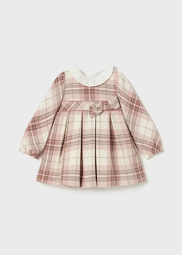 Mayoral Baby Girl Blush And Cream Checked Dress