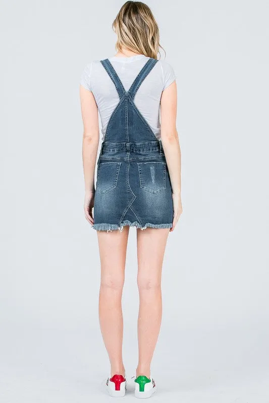 Medium Denim Stretch Denim Overall Skirt