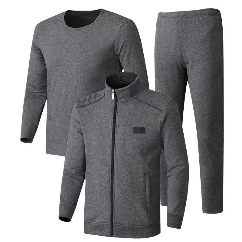 Men 3 Pieces Cotton Sportwear Suit Fitness Comfortable Tracksuit Sport Running Sets S479144