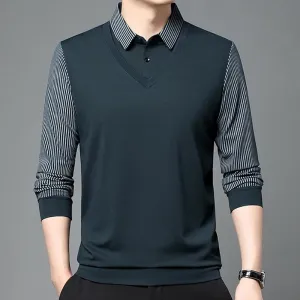 Men's Lapel 2-Piece Long Sleeve Pullover Sweater S3038761