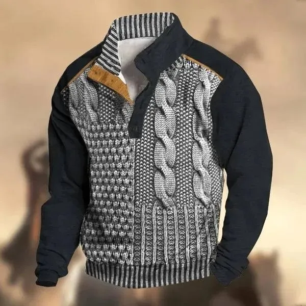 Men's Printed Pullover Sweater for Fall/Winter