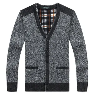 Mens Single Breasted Thicken V-Neck Cardigans