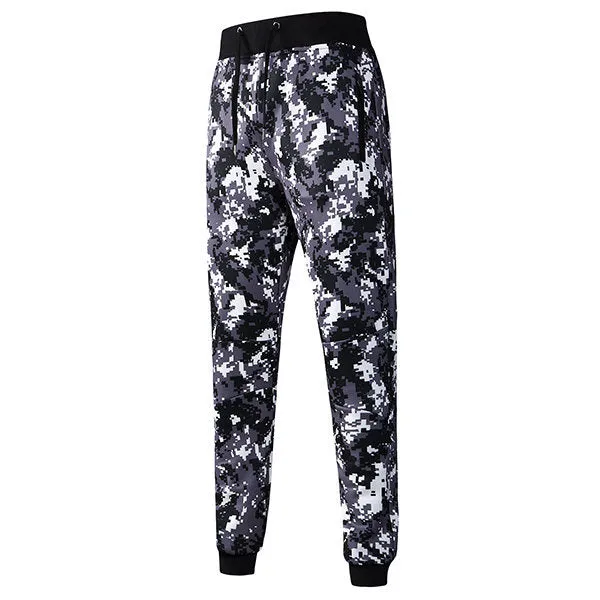 Mens Sportwear Elastic Waist Drawstring Camouflage Polyester Casual Sport Pants