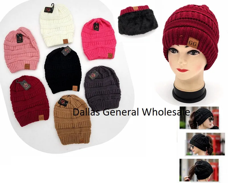 Messy Bun Hole Beanie Hats Wholesale