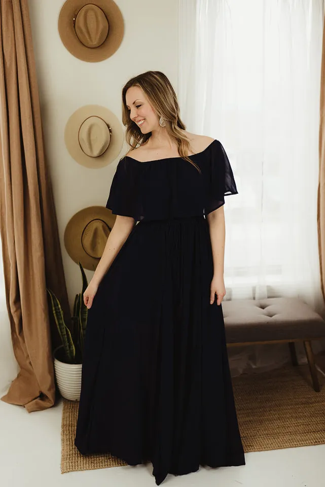 Off Shoulder Chiffon Maxi