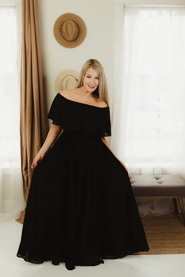 Off Shoulder Chiffon Maxi