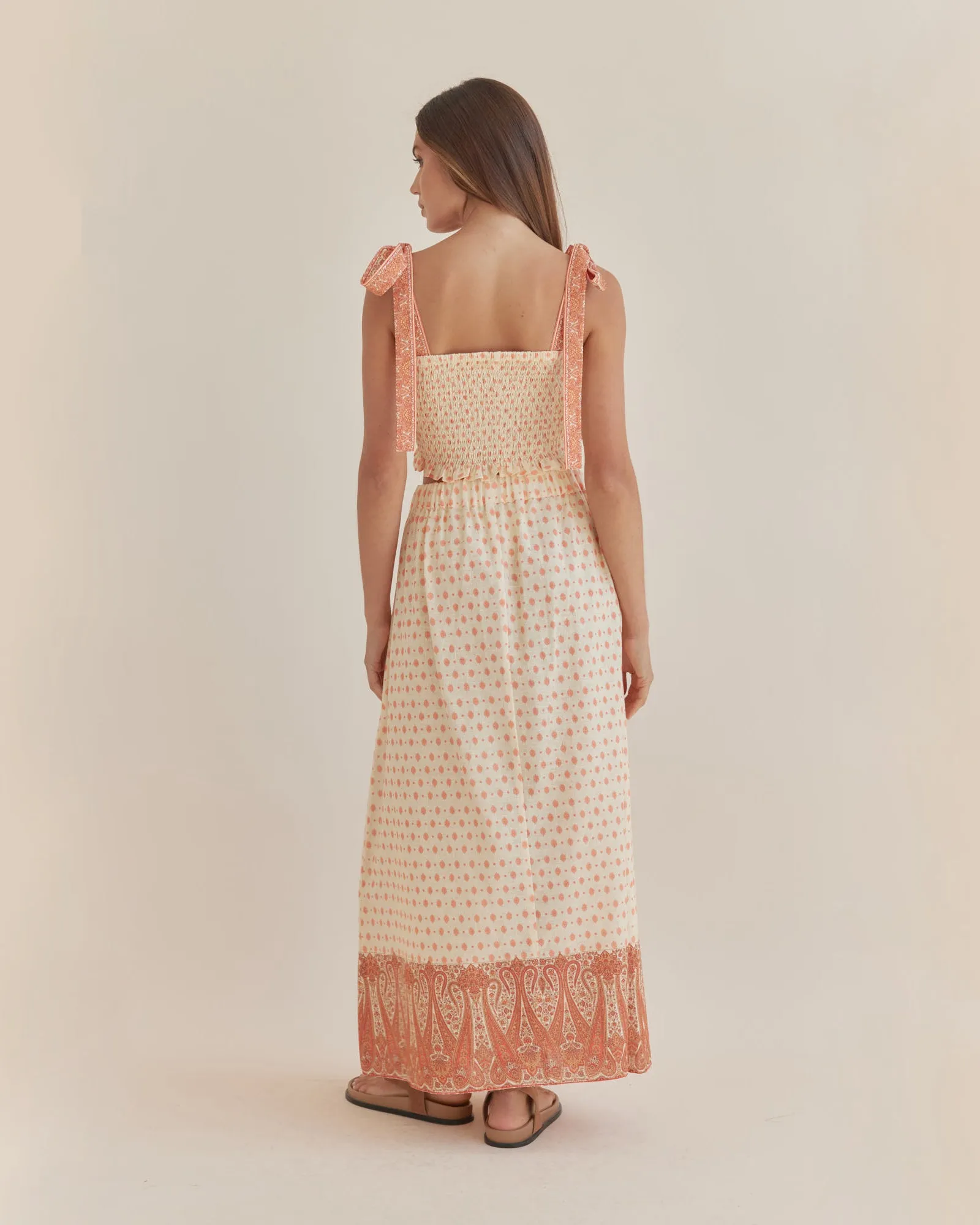 Peach Paisley Maxi Skirt