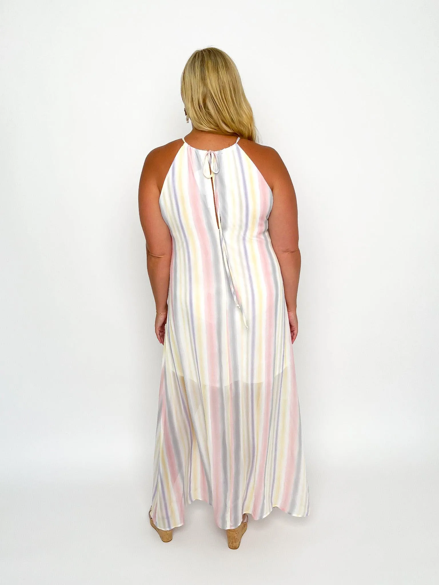 Sheer Striped Maxi Dress