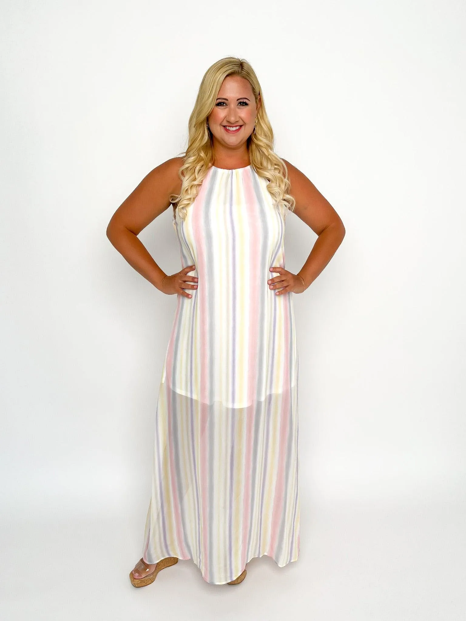 Sheer Striped Maxi Dress