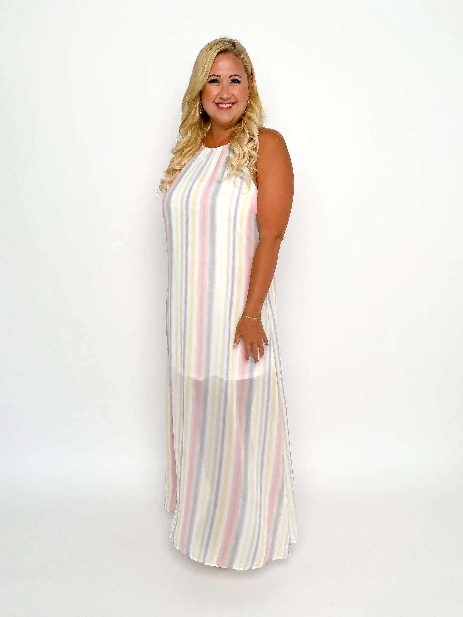 Sheer Striped Maxi Dress