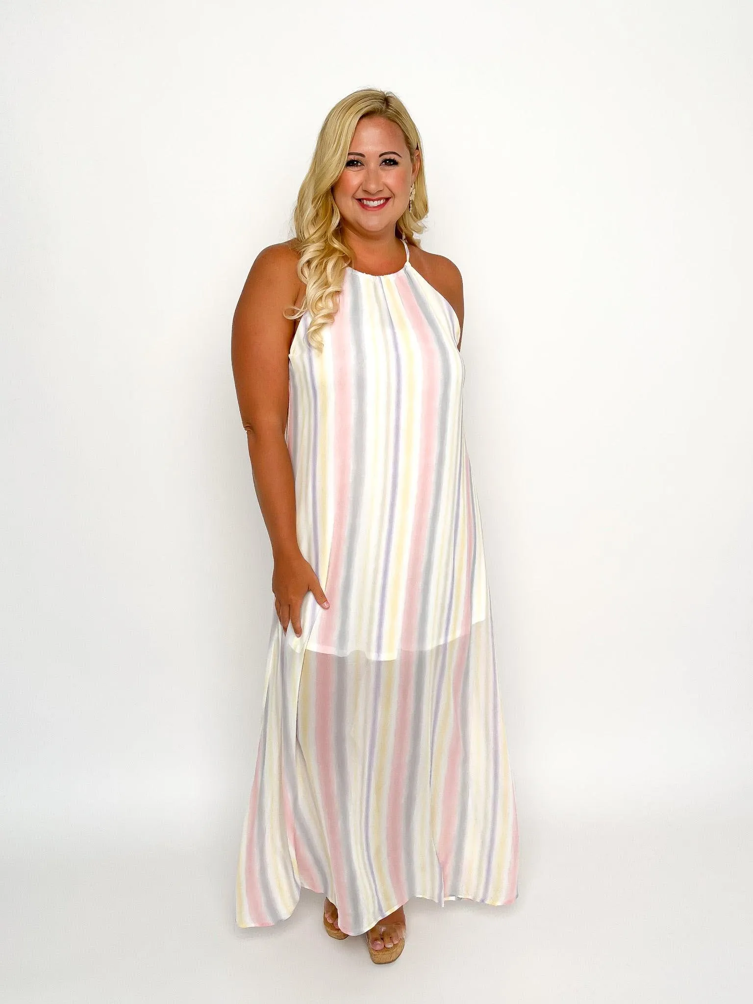 Sheer Striped Maxi Dress