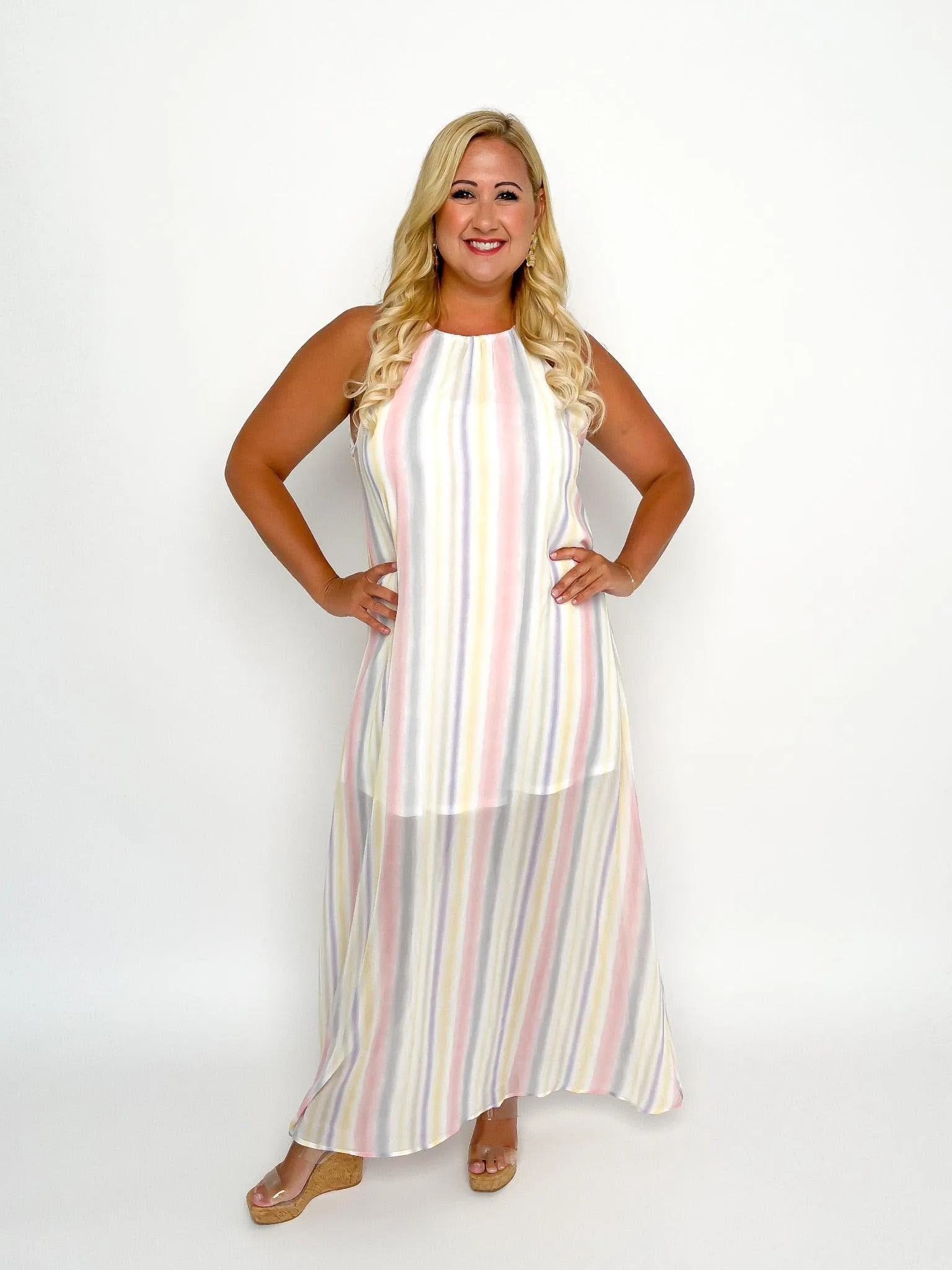 Sheer Striped Maxi Dress