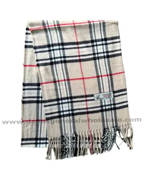 Tan Plaid Cashmere Feel Scarf Wholesale