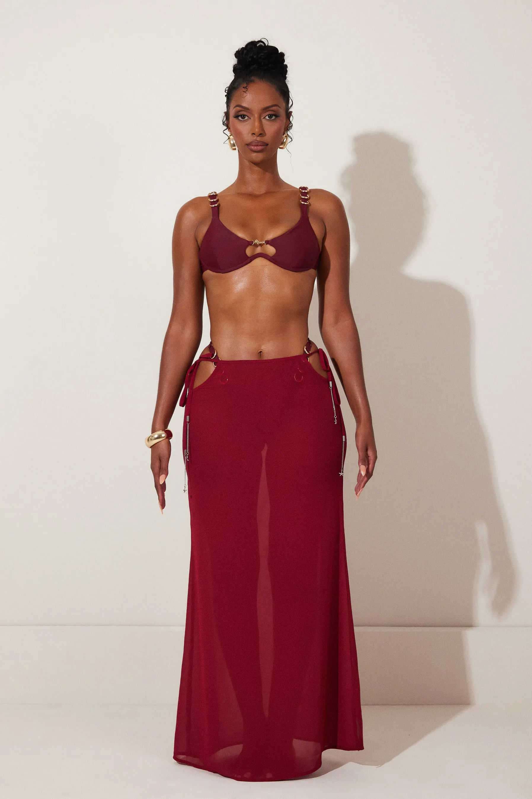 The Clementine Maxi Skirt - Wine 