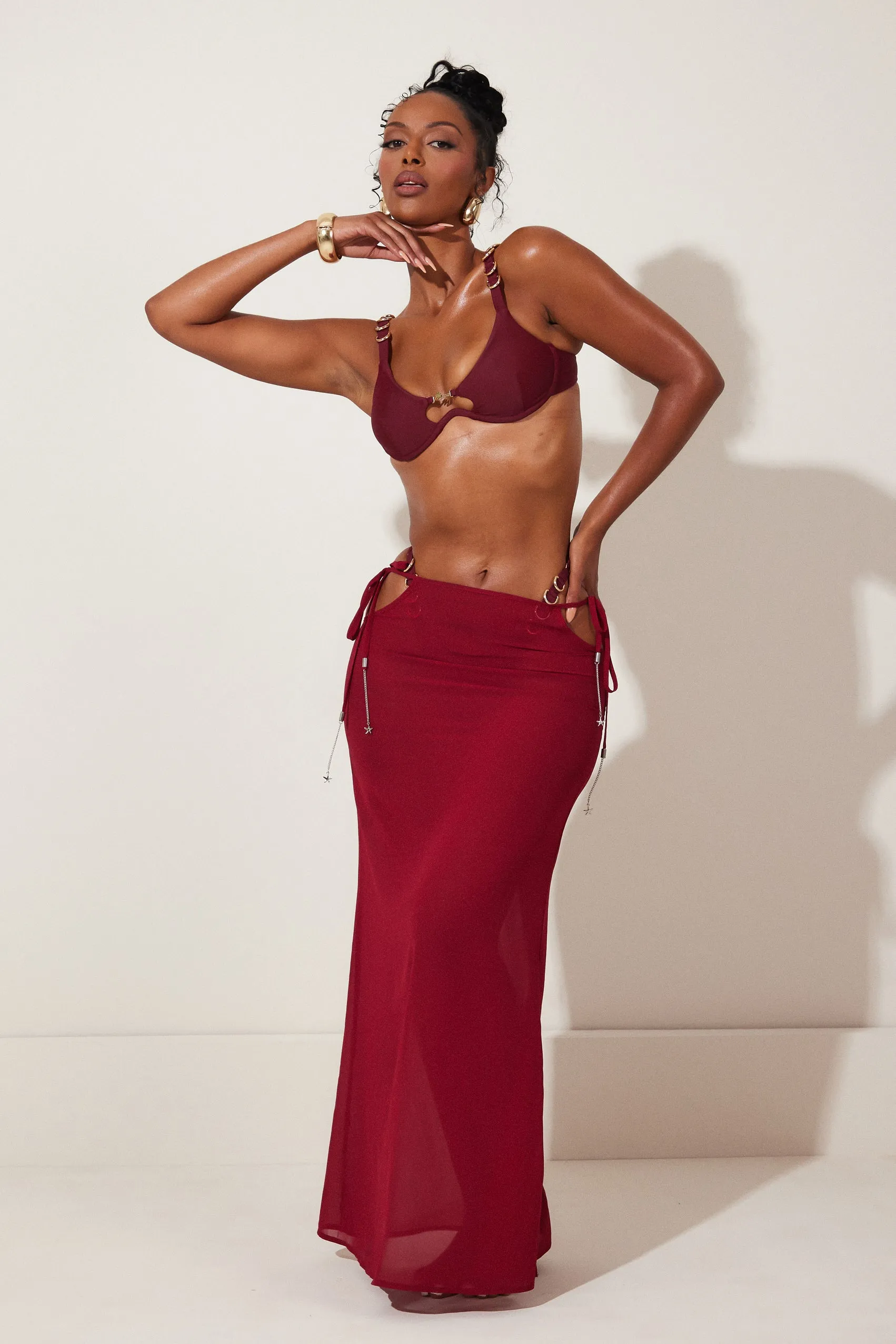 The Clementine Maxi Skirt - Wine 